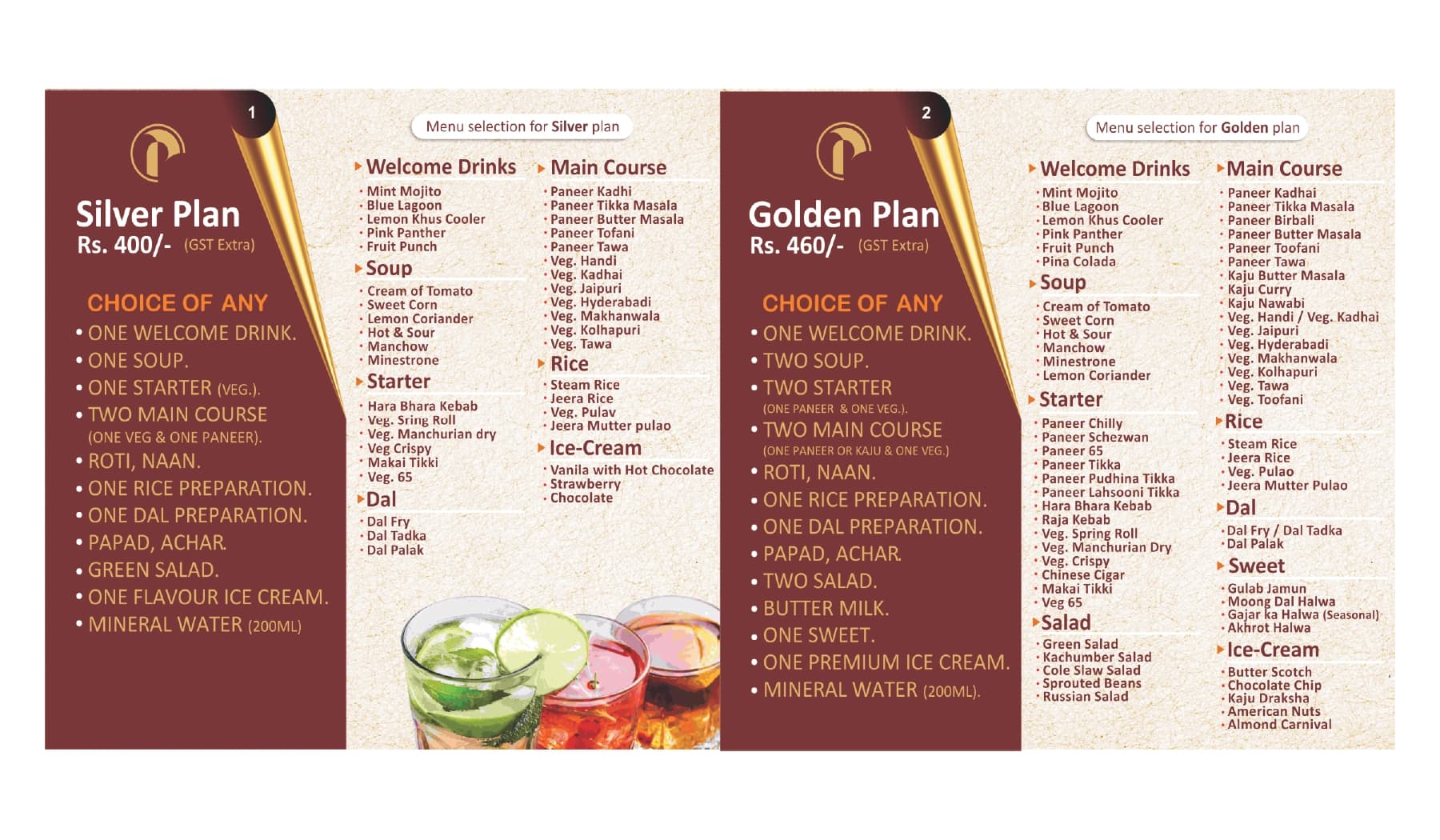 Silver Plan menu preview
